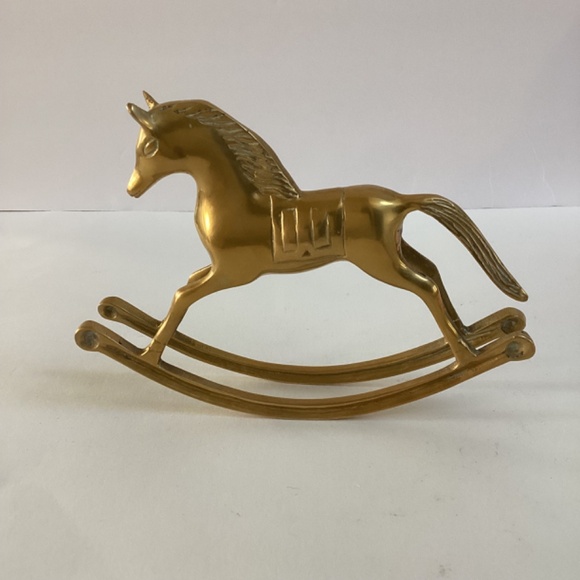 Lot Of 2 Vintage Solid Brass Rocking Horse Figurine Equestrian Home Decor MCM - Picture 3 of 10